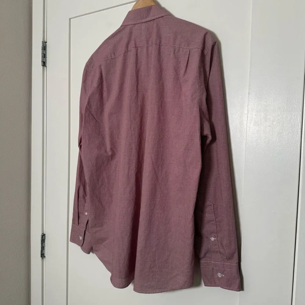 Thomas Mason J Crew Shirt Mens Sz L Red Gingham Checkered Long Sleeve Office